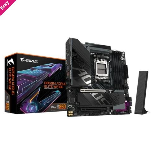 Gigabyte B850M A ELT WF6E, AM5 board with B850 chipset, DDR5 256GB, 16x PCIe5, dual M.2, 2.5GbE, Wi-Fi 6E, DP, rich USB SATA, 7.1 audio support