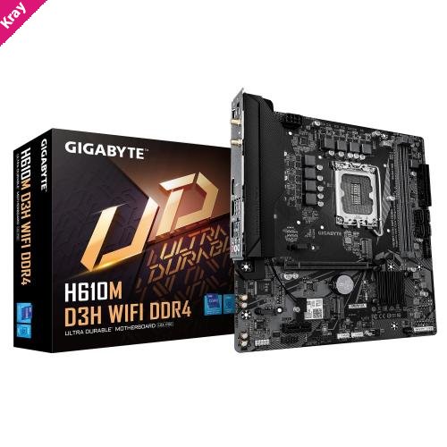 Gigabyte H610M D3H WIFI DDR4 Intel LGA 1700 , 2x DDR4 ~64GB, 1 x HDMI, 1x PCI x16, 1x PCI=E x1,1x M.2, 4x SATA, 4x USB3.2, 2x USB 2