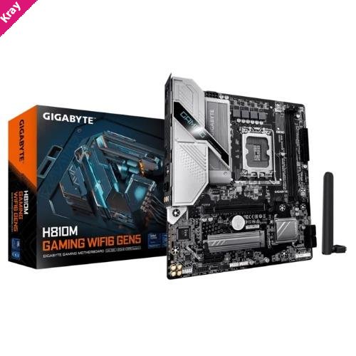 Gigabyte H810M G WIFI6 GEN5 MB Intel LGA 1851 ATX Motherboard, 2x DDR5 ~128GB, 1x PCI-E x16, 1x PCI-E x1, 1x M.2, 4x SATA, 3x USB 3.2, 3x USB 2.0