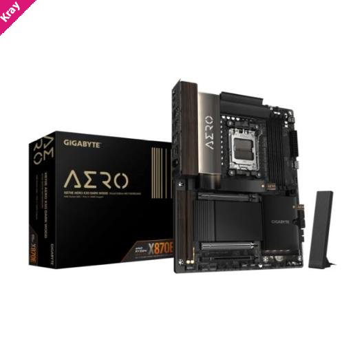 Gigabyte X870E AERO X3D DK WOOD AM5 DDR5 256GB USB4 Wi-Fi7 MT7927, RZ738 5GbE PCIe5 M.2 PCIe5/4 HDMI ALC1220 ATX