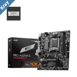 MSI PRO A620ME AM5 mATX MB 2xDDR5 1xPCIE 16 1 PCIE 1 1xM.2 4xSATA 4xUSB 3.2 2xUSB 2.0