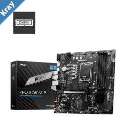 MSI PRO B760MP mATX Motherboard 4x DDR5192GB 1x PCIE x 16 2x PCIE x 1  2x M.2 4x SATA 1x USB 3.2  4x USB 2.0 1x USBC