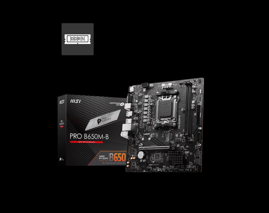 MSI PRO B650MB AMD AM5 MATX Motherboard 2x DDR5 128GB 1x PCIE x16 1x M.2 4x SATA  6x USB 3.2