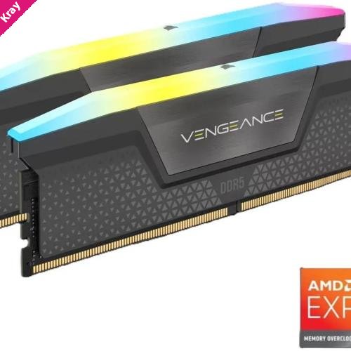 Corsair Vengeance RGB DDR5 16GB (2 x 8GB) DDR5 5200 CL40-40-40-77 1.25V Intel XMP & AMD EXPO - GREY, 288-pin DIMM, RGB, iCUE