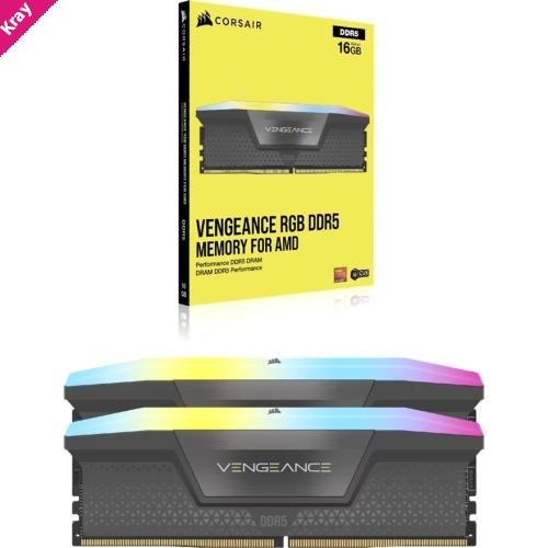 Corsair VENGEANCE RGB 32GB (2x16GB) DDR5 DRAM Up To 6000MT/S CL38 Memory Kit — GREY