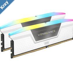 Corsair Vengeance RGB 64GB 2x32GB DDR5 UDIMM 5200MHz C40 1.25V Desktop Gaming White