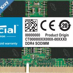 Crucial 16GB 1x16GB DDR4 SODIMM 3200MHz CL22 1.2V UnRanked Notebook Laptop Memory RAM