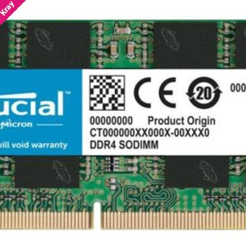 Crucial 16GB (1x16GB) DDR4 SODIMM 3200MHz CL22 1.2V Single Ranked Notebook Laptop Memory RAM