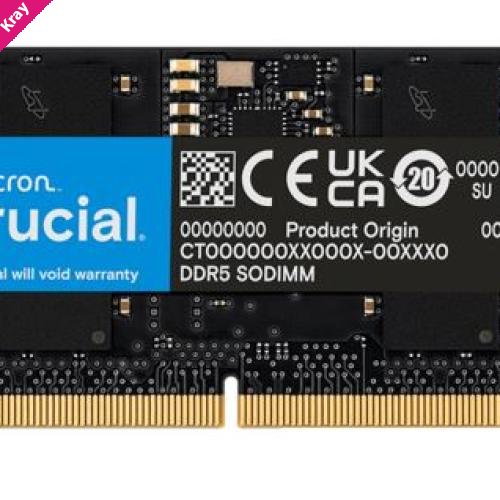Crucial 16GB (1x16GB) DDR5 SODIMM 5600MHz CL46 Notebook Laptop Memory Tray Version ~CT16G48C40S5
