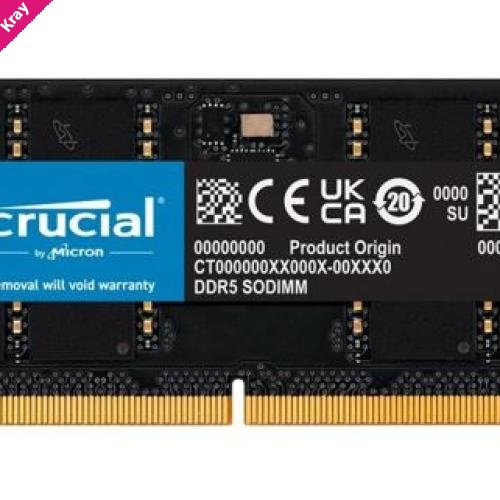 Crucial 32GB (1x32GB) DDR5 SODIMM 4800MHz C40 1.1V Notebook Laptop Memory ~replace CT2K16G56C46S5 MECN5-1X32G56
