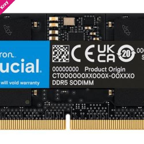 Crucial 32GB (1x32GB) DDR5 SODIMM 5600MHz CL46 Notebook Laptop Memory