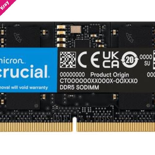 Crucial 64GB (1x64GB) DDR5 SODIMM 5600MHz CL46 Notebook Laptop Memory Tray