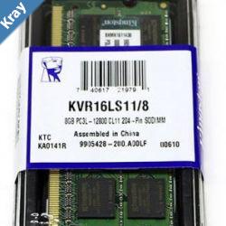 LS Kingston 8GB 1x8GB DDR3L SODIMM 1600MHz 1.35V  1.5V Dual Voltage ValueRAM Single Stick Notebook Memory