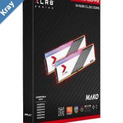 PNY XLR8 DDR5 32GB 2x16GB 6400MHz PC551200 CL32 MAKO RGB Desktop Memory Voltage 1.4 V Limited Lifetime Warranty