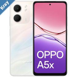 OPPO A5x 4G 128GB  Laser White CPH2725AU WHITEAU STOCK 6.67 HD 60Hz 4GB128GB 32MP5MP Dual SIM 6000mAhIP65 2 Years Warranty