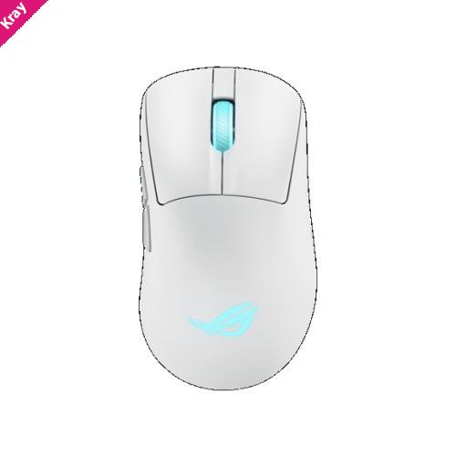 ASUS ROG Keris II Origin Gaming Mouse Moonlight White, ROG Micro Switch II, USB/Bluetooth/RF 2.4GHz, 8000 Hz, AURA Sync, 2 m paracord