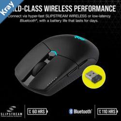 Corsair Katar Elite Wireless Ultra Light Compac 63g Slipstream  Bluetooth RGB ICUE Quik Strike 26k DPI symetric 128Bit Encrption Gaming Mice