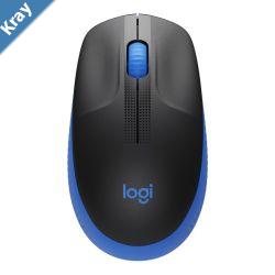 Logitech M190 FullSize Wireless Mouse  BLUE from up to 10 meters away 1000 dpi  ONE AA 18 months of worryfree usage