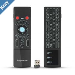Simplecom RT250 Rechargeable 2.4GHz Wireless Remote Air Mouse Keyboard with Touch Pad and BacklightLS