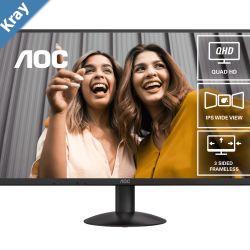 AOC 27 IPS Q27B30E 25601440  75Hz 4ms GtG 300 nits brightness sRGB 118 HDMI 1.4  DP 1.4 tilt stand 100mm VESA 20W power use