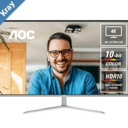 AOC 31.5 4K Monitor  UHD 38402160 60Hz VA panel 4ms GtG 124 sRGB DP 1.4 HDMI 2.0 1.07B colors Delta E2 tilt adjustable LS