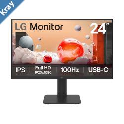 LG 24 IPS Full HD monitor with USBC  23.8 FHD IPS 100Hz 5ms 250 nits 169 NTSC 72 3side borderless USBC 65W PD HeightTilt adj
