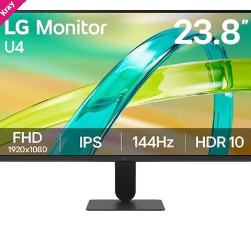 LG 24' IPS Full HD 144Hz Monitor, 1920x1080, 1ms MBR, HDR10, AMD FreeSync, sRGB 99%, HDMI, VGA, 100x100 VESA
