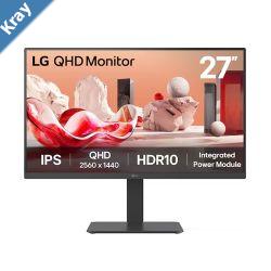 LG 27 QHD IPS Monitor 2560x1440 HDR10 99 sRGB 75Hz integrated power adjustable stand tiltheightswivelpivot Flicker Safe  Reader Mode