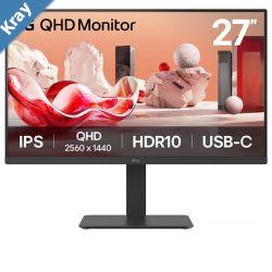 LG 27 27BA65QBB.AAU QHD IPS 100Hz HDR10 USBC PD 65W Daisy Chain RJ45 KVM 4USB DPHDMI adj. stand 350nits sRGB 99 5ms VESA