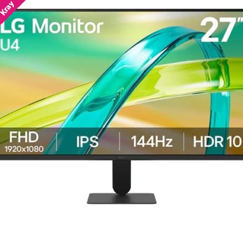 LG 27' IPS Full HD 144Hz Monitor, 1920x1080, sRGB 99%, 1ms MBR, HDR 10, 16: 9, LG Switch App