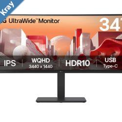 LG 34 UltraWide QHD Curved IPS Monitor with HDR10 sRGB 99 USBC PD 90W RJ45 builtin speakers and tiltheightswivel adjustable stand