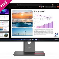 LENOVO ThinkVision P24Q-40 23.8'/24' QHD USB-C Docking Monitor 2K 2560x1440 16:9 IPS Height Adjustable Tilt Swivel Pivot DP HDMI USB-C Hub VESA