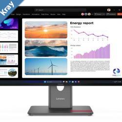 LENOVO ThinkVision T24i30 23.824 60Hz QHD Monitor 2K 2560x1440 169 Height Adjustable Tilt Swivel Pivot HDMI DP1.4 DP VGA USB Hub VESA 3yr