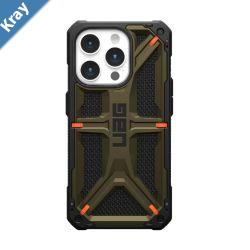 UAG Monarch Kevlar Apple iPhone 15 Pro 6.1 Case  Kevlar Element Green 11427811397B 20ft. Drop Protection 6M5 Layers of Protection
