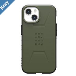 UAG Civilian MagSafe Apple iPhone 15 6.1 Case  Olive Drab 114287117272 20ft. Drop Protection 6M Armored Shell Raised Screen Surround