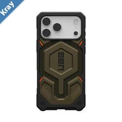 UAG Monarch Pro MagSafe Kevlar Apple iPhone 17 Pro 6.3 Rugged Case  Kevlar Element Green 11451311397B Shock Protection 10 Years Warranty