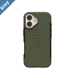 UAG Civilian Magsafe Apple iPhone 17 6.3 Rugged Case  OliveOrange 114547117297 20ft. Drop Protection 6M Raised Screen 10 Years Warranty