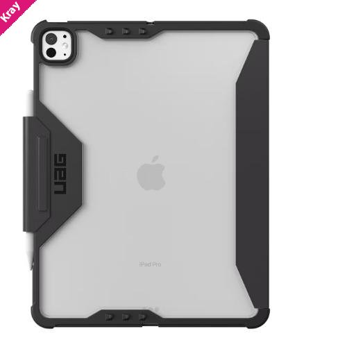 UAG Plyo LT Apple iPad Pro (13') (7th Gen) Folio Case - Ice/Black (124500114043), Precise-fit, Built-in kickstand, Pencil Holder, 10 Years Warranty
