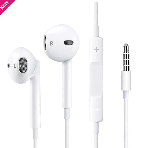 USP Pisen Half-in-Ear 3.5mm Earphones - White,Ergonomic Design,HD Call Microphone,5 Years Warranty