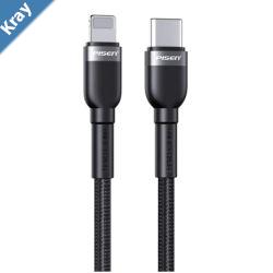 Pisen Braided Lightning to USBC PD Fast Charge Cable 2M BlackSupports 3AReinforced Wire Treatment for Damage ResistanceApple iPhoneiPadMacBook
