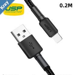 USP BoostUp Lightning to USBA Cable 20cm Black  Quick Charge  Connect 2.4A Rapid Charge Durable Nylon Weaving Apple iPhoneiPadMacBook