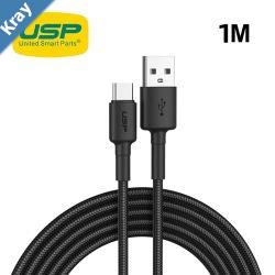 USP BoostUp Braided USBC to USBA Cable 1M Black 3A Fast  Safe ChargeStrong  DurableSamsung GalaxyApple iPhoneiPadMacBookGoogleOPPONokia