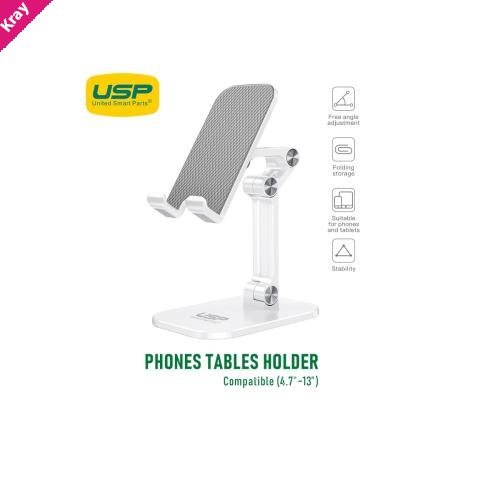 USP Phone/Desktop Stand/Holder for iPhone/iPad White - Foldable Phone Stand, Foldable Tablet Stand, 5 Years Warranty