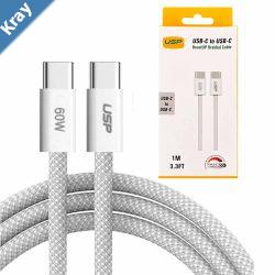 USP USBC to USBC PD 60W High Density Braided Fast Charging Cable 1M