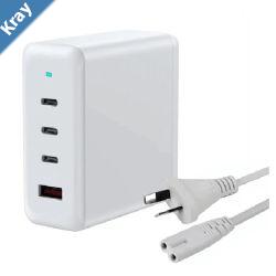 USP 100W Four Ports USBC PD GaN Wall Charger White  3x USBC 1x USBA Efficient High Quality Tablet Laptop iPhone Samsung Galaxy MacBook
