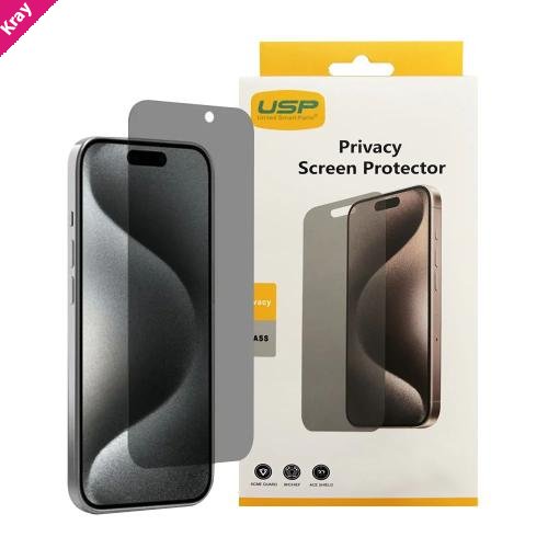 USP Apple iPhone 16 Plus / iPhone 15 Pro Max / iPhone 15 Plus (6.7') Privacy Screen Protector - Privacy Protection, Scratch Resistant,3 Years Warranty