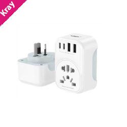 USP Australian Inbound Travel Adapter 2 USB-A + 2 USB-C + AC Socket, Portable device, 4 Universal Sockets, SAA Certification, 2 Year Warranty