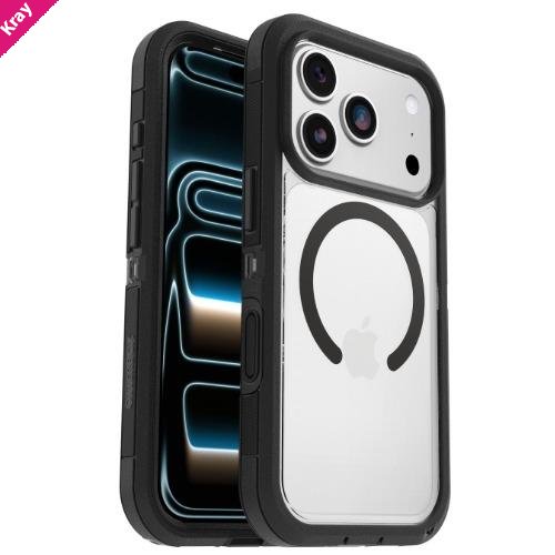 OtterBox Defender Pro XT MagSafe Apple iPhone 18 Pro / iPhone 17 Pro (6.3') Case Dark Side (Clear/Black) - (77-000978),Camera Control,7 Years Warranty