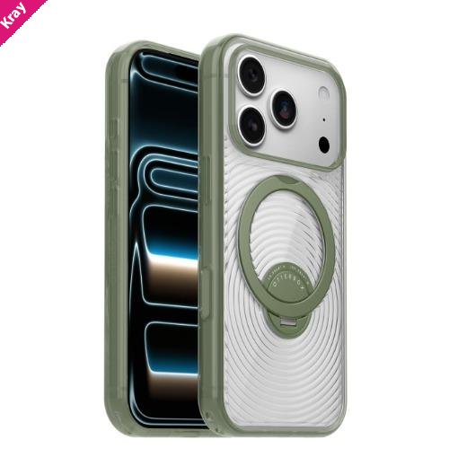 OtterBox Symmetry Stand MagSafe Apple iPhone 18 Pro / iPhone 17 Pro (6.3') Case (Clear/Green) - (77-001215), Camera Control,7 Years Warranty