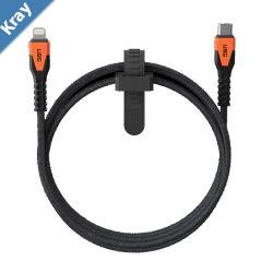 UAG Kevlar Core Lightning to USBC 1.5M Power Cable  BlackOrange 9B441411409730W Braided 480Mbps MFI Certified 50000 Bends